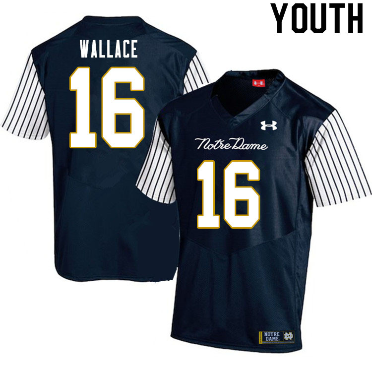 Youth #16 KJ Wallace Notre Dame Fighting Irish College Football Jerseys Sale-Alternate - Click Image to Close